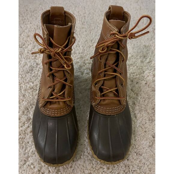 L.L. Bean Brown Lace Up Duck Rain Snow Boots - Picture 3 of 11
